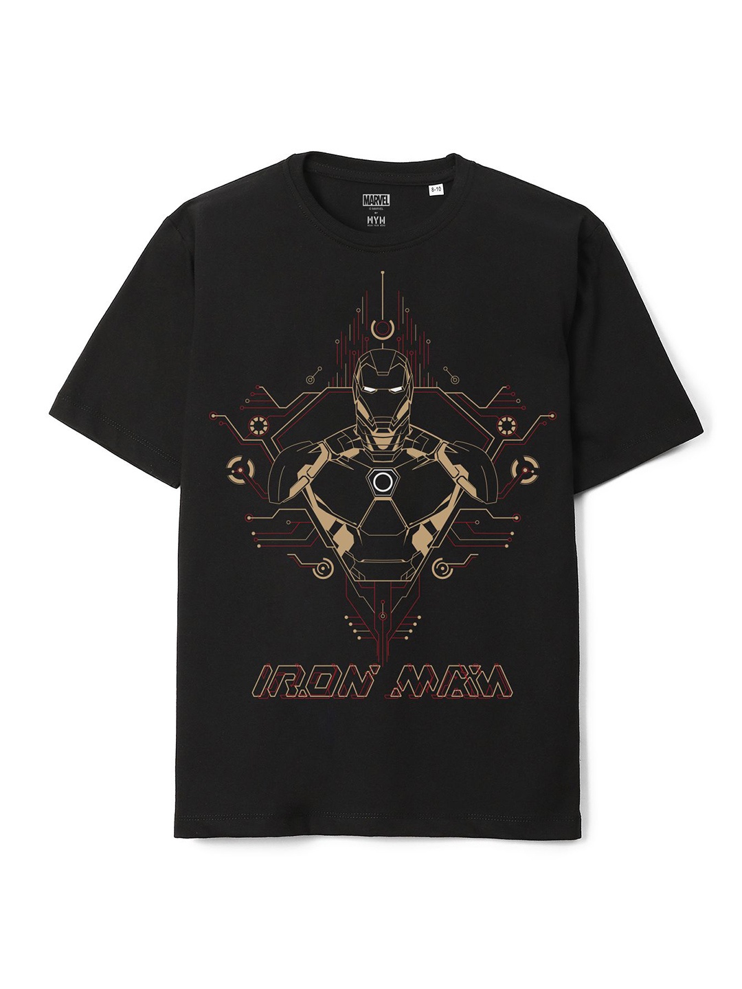 

Wear Your Mind Boys Iron Man Graphic Printed Oversized Cotton T-shirt, Black