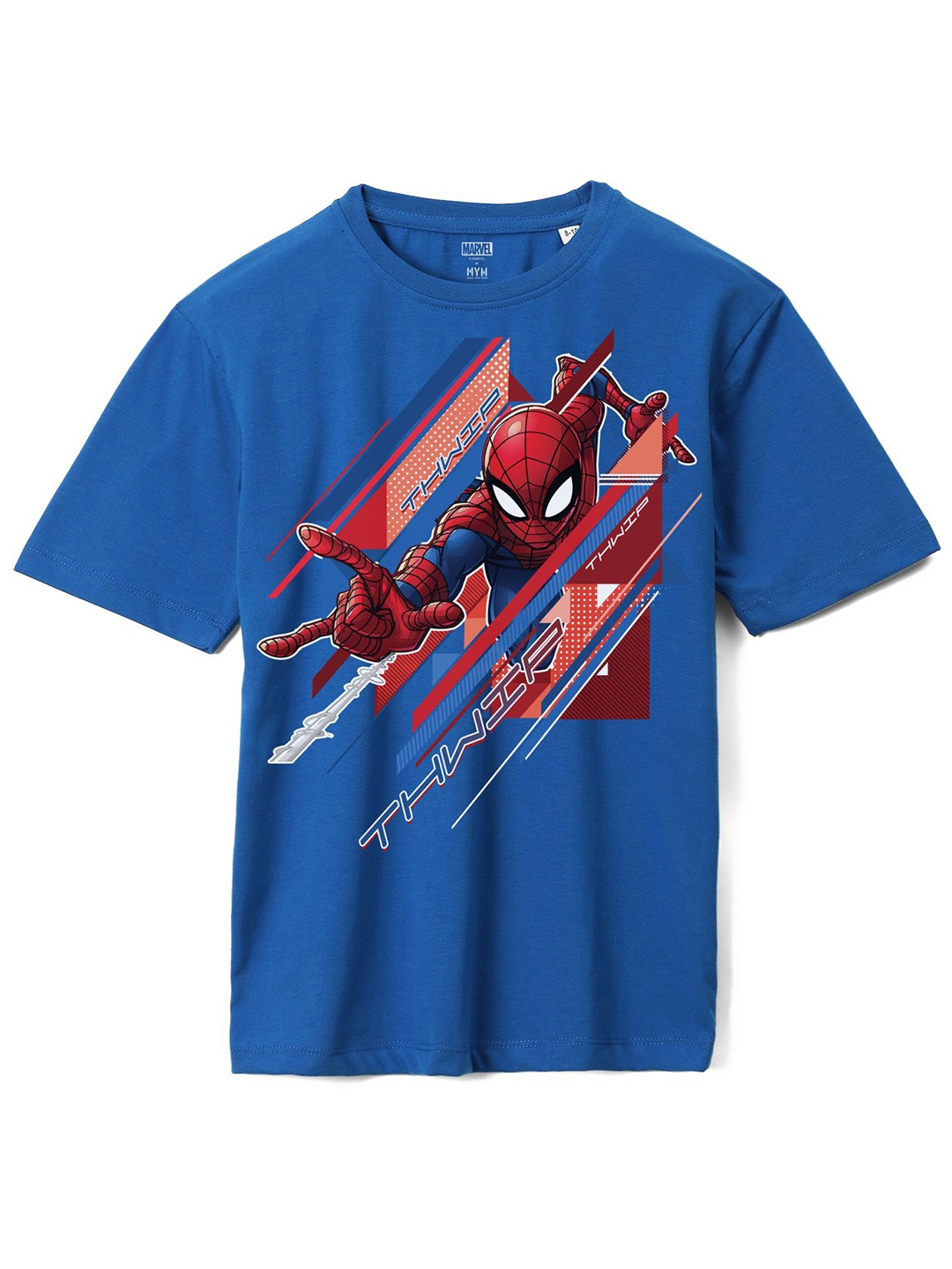 

Wear Your Mind Boys Spider- Man Printed Loose Knitted Pure Cotton T-Shirt, Blue