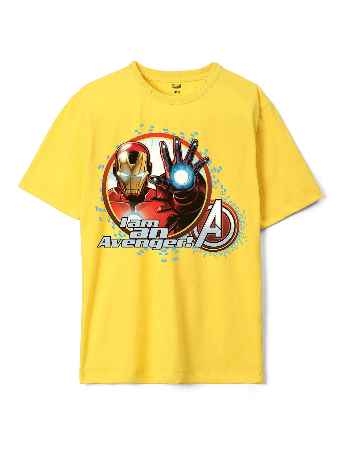 

Wear Your Mind Boys Iron Man Printed Loose Knitted Pure Cotton T-Shirt, Yellow