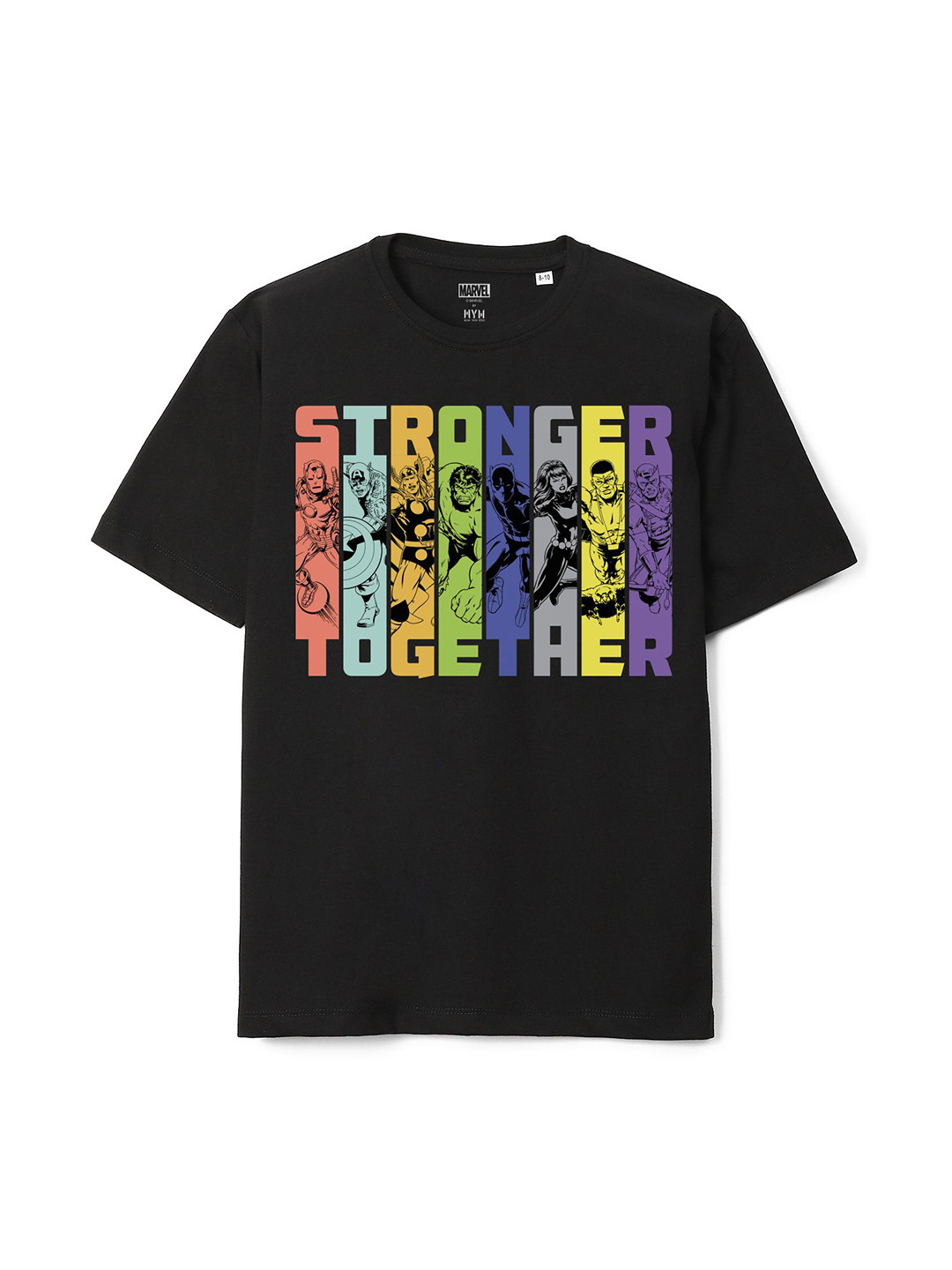 

Wear Your Mind Boys Avengers Printed Oversized Knitted Pure Cotton T-Shirt, Black