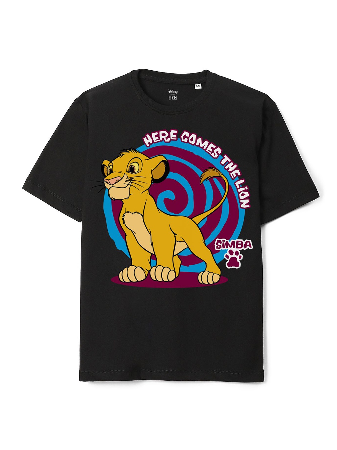 

Wear Your Mind Boys Simba Printed Oversized Knitted Pure Cotton T-Shirt, Black