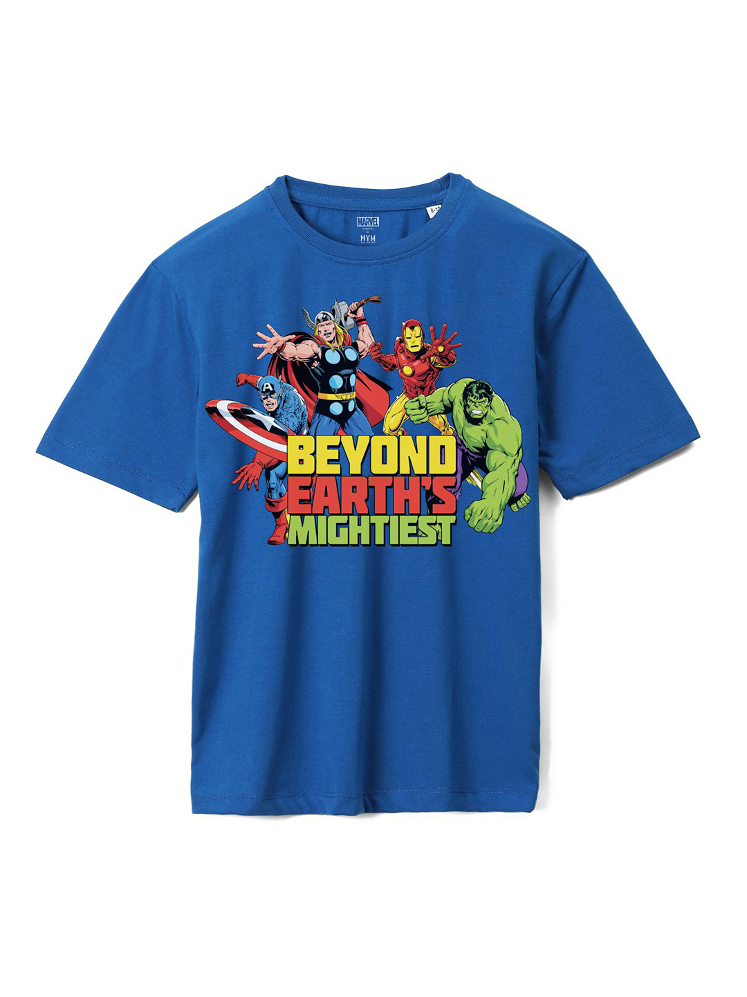 

Wear Your Mind Boys Avengers Printed Loose Knitted Pure Cotton T-Shirt, Blue