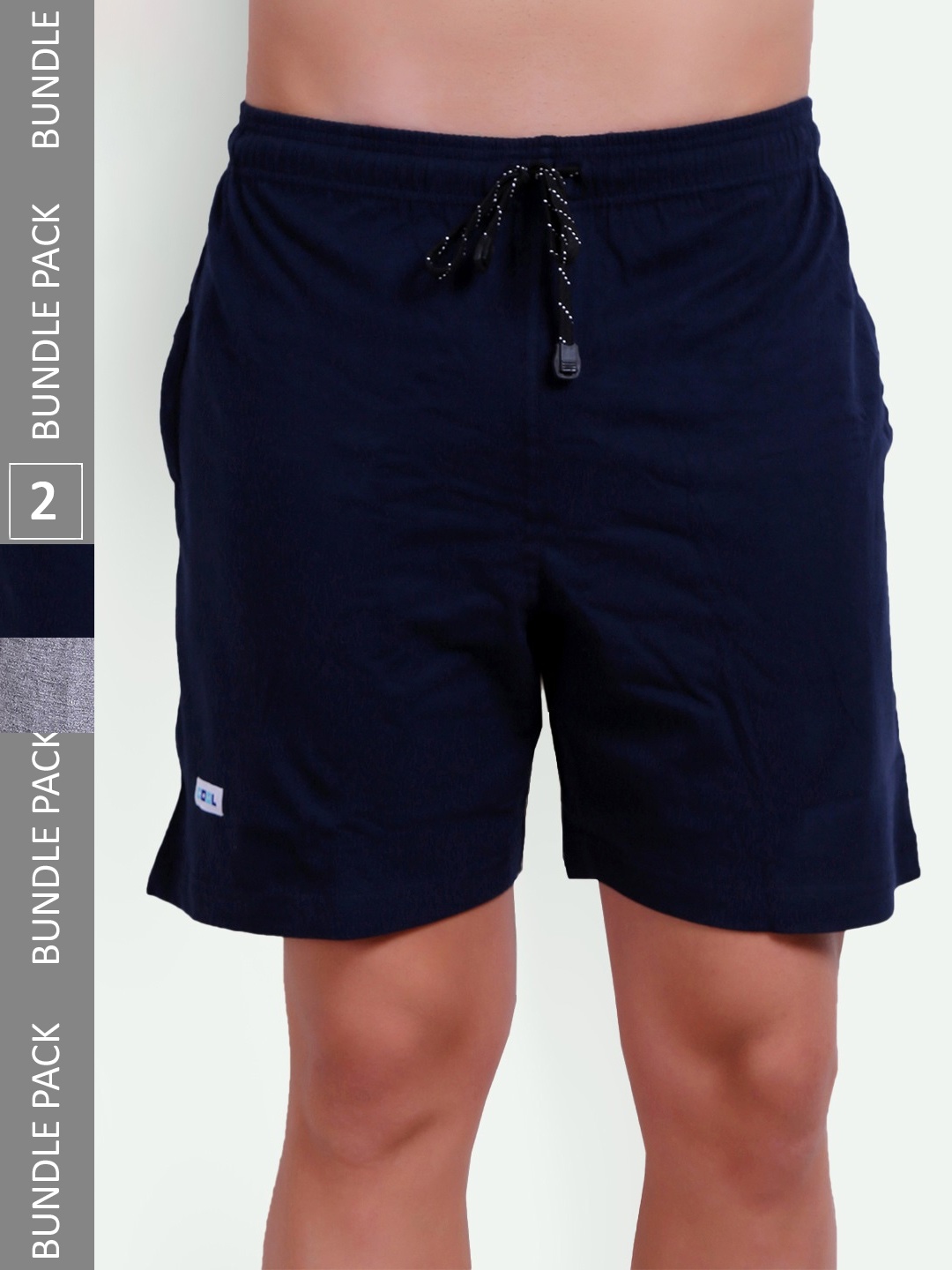 T.T. Men Pack Of 2 Mid Rise Lounge Shorts, Grey melange