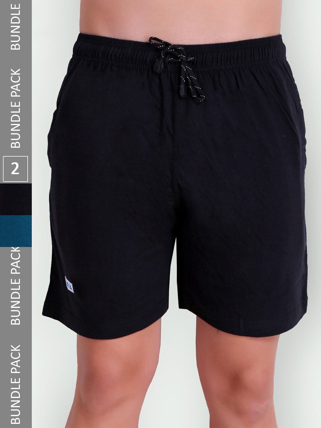 

T.T. Men Pack Of 2 Cotton Lounge Shorts, Teal