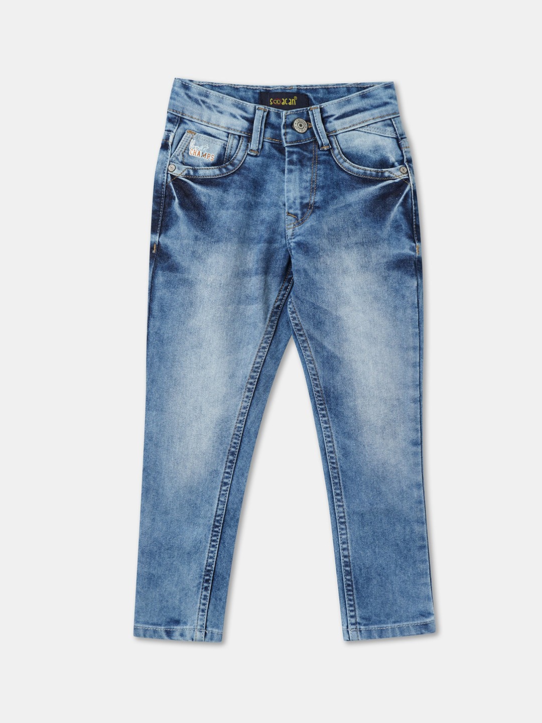 

R&B Boys Relaxed Fit Heavy Fade Cotton Jeans, Blue