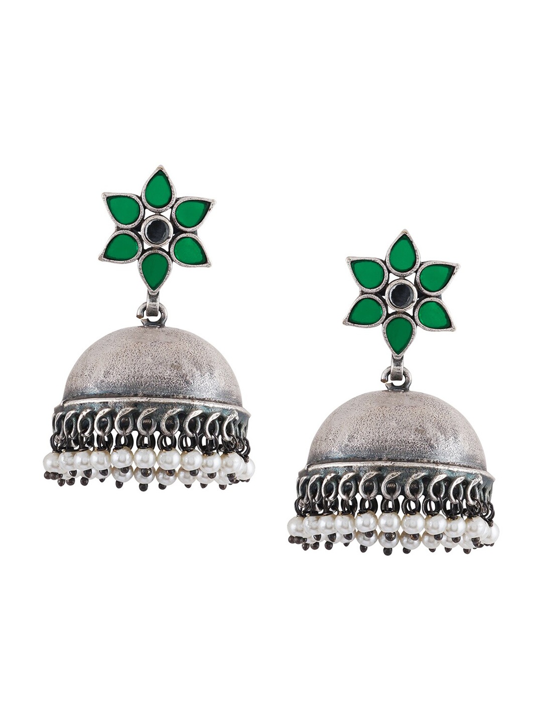 

TEEJH Dome Shaped Jhumka Earrings, Silver
