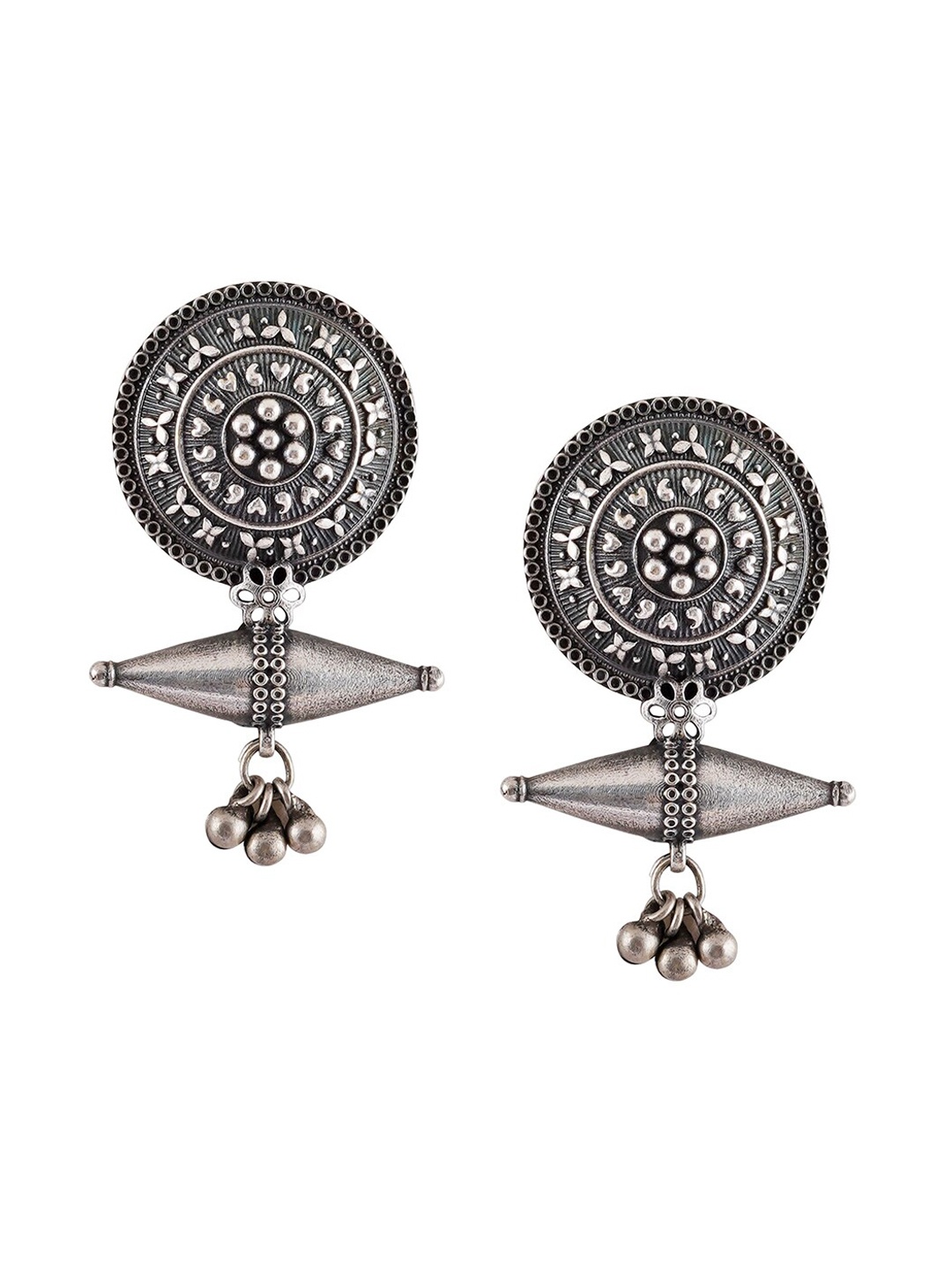 

TEEJH Contemporary Jhumkas Earrings, Silver