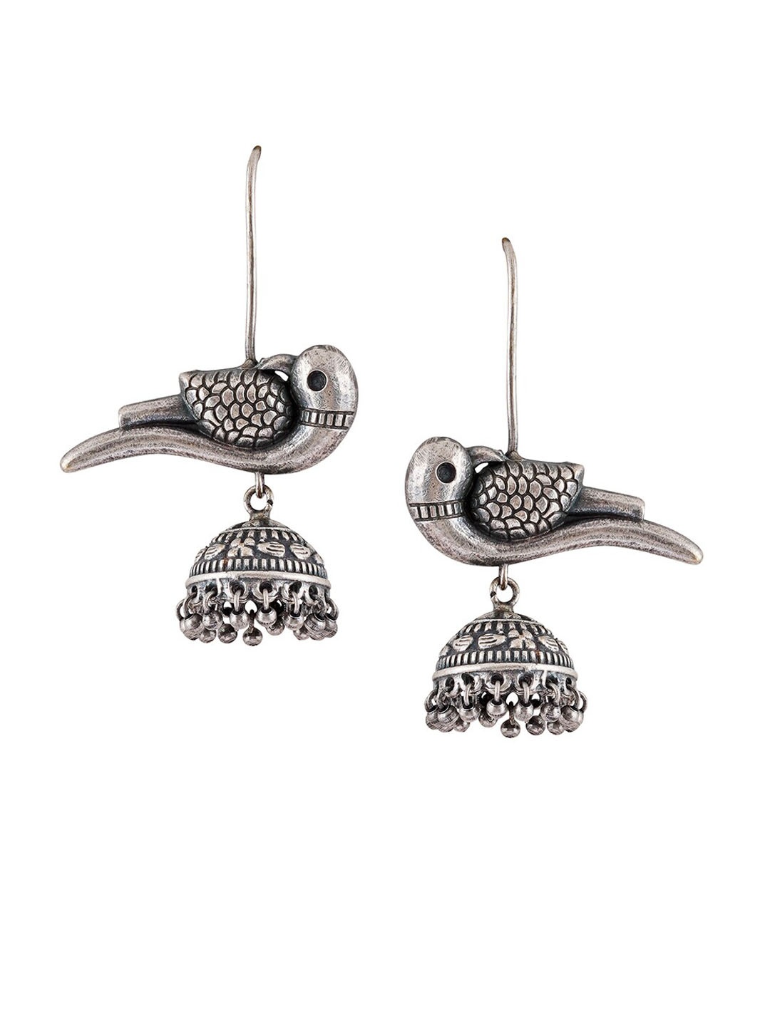 

TEEJH Contemporary Jhumkas Earrings, Silver