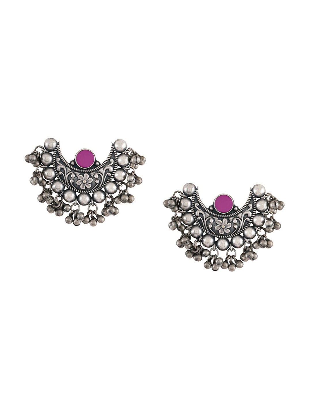 

TEEJH Oxidised Studs Earrings, Silver