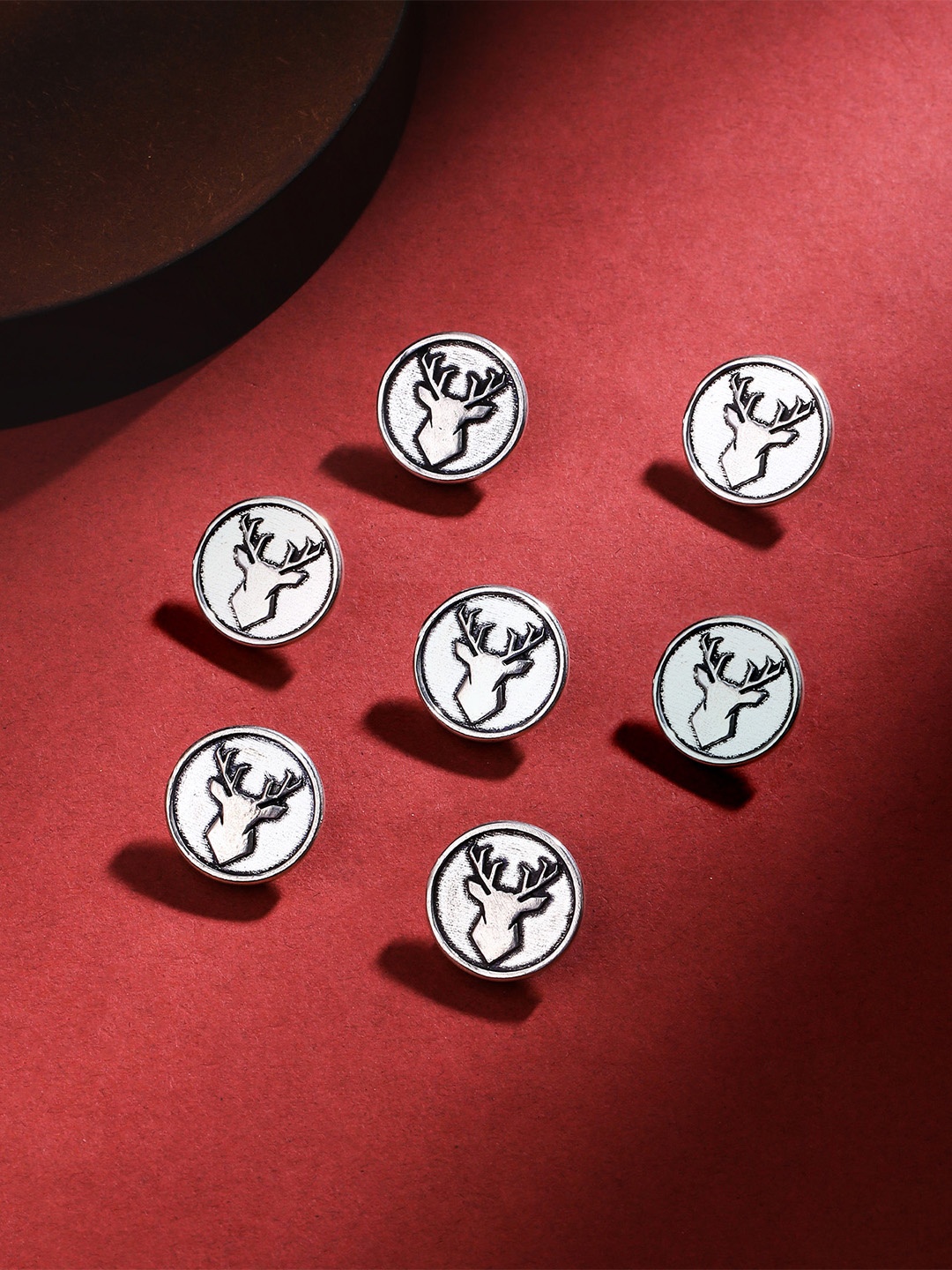

COSA NOSTRAA Men Set of 7 Imperial Stag Buttons, Metallic