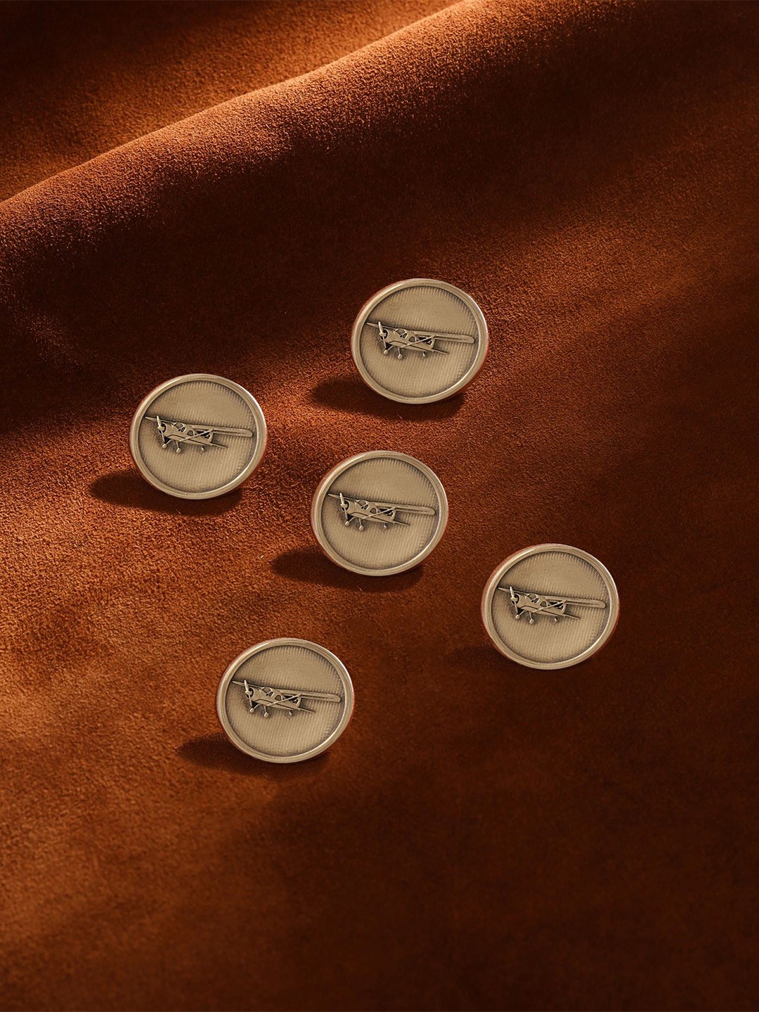 

COSA NOSTRAA Men Set of 5 Vintage Plane Buttons, Metallic