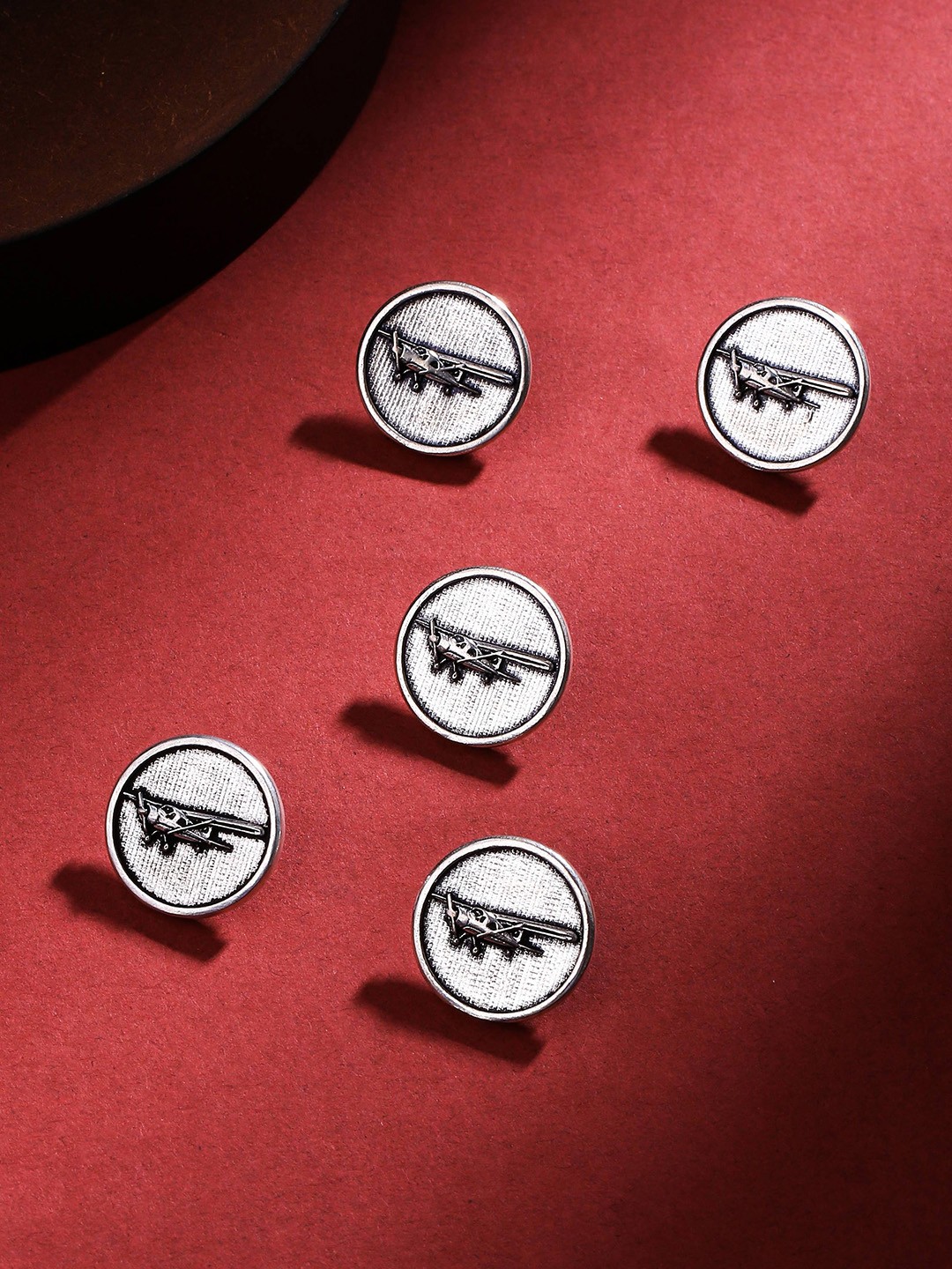 

COSA NOSTRAA Men Set of 5 Vintage Plane Buttons, Metallic