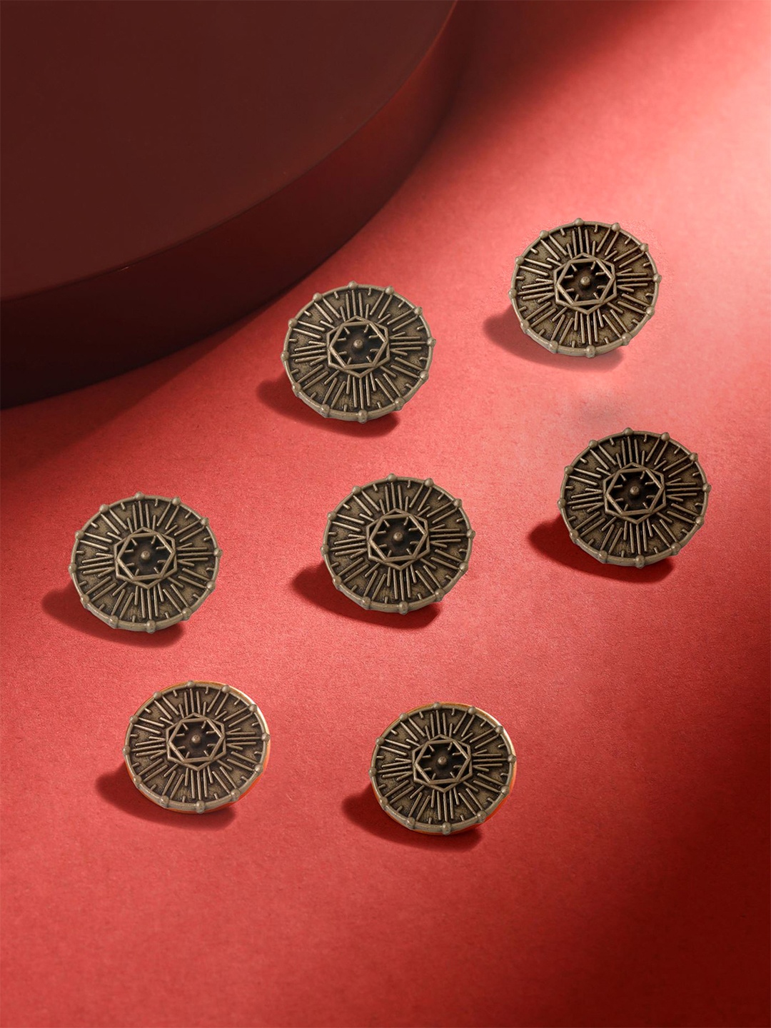 

COSA NOSTRAA Men Set of 7 VIntage Hexagon Buttons, Metallic