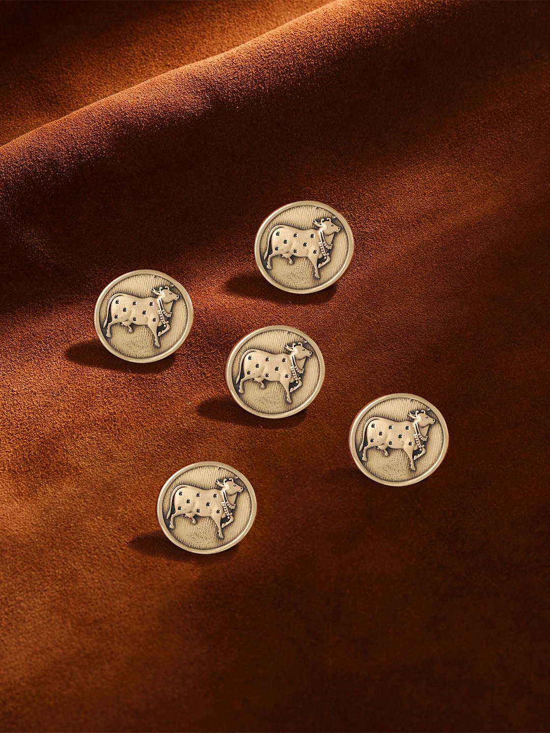 

COSA NOSTRAA Men Set of 5 Classy Cow Buttons, Metallic