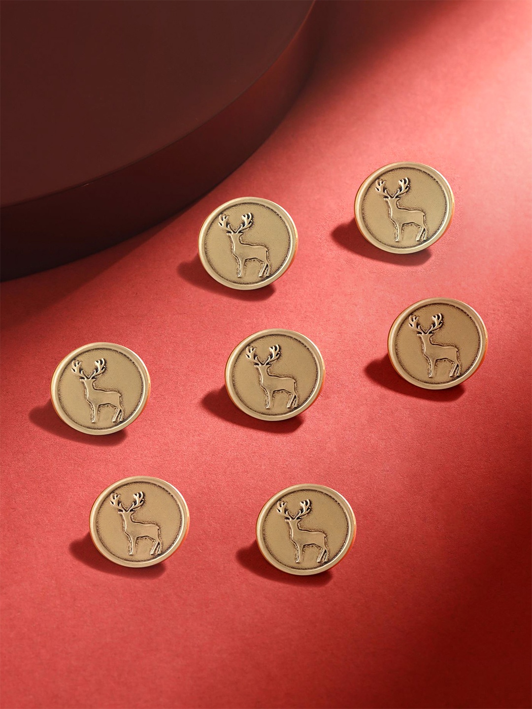 

COSA NOSTRAA Men Set of 7 Daring Deer Buttons, Metallic