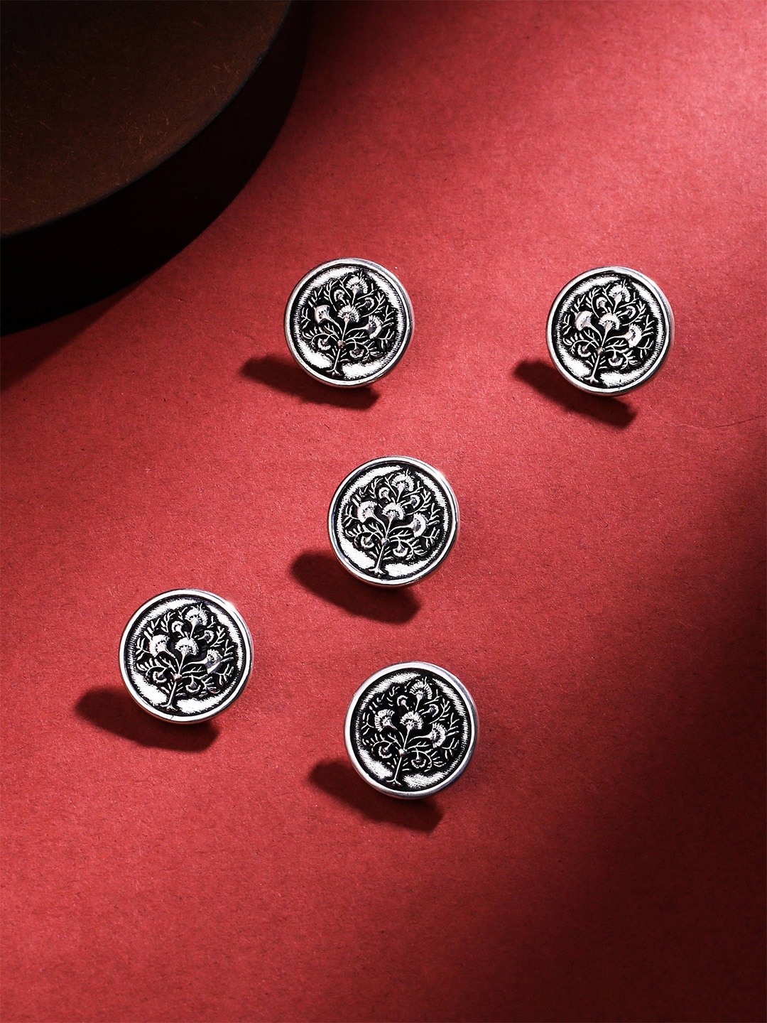 

COSA NOSTRAA Men Set of 5 Tree Motif Buttons, Metallic