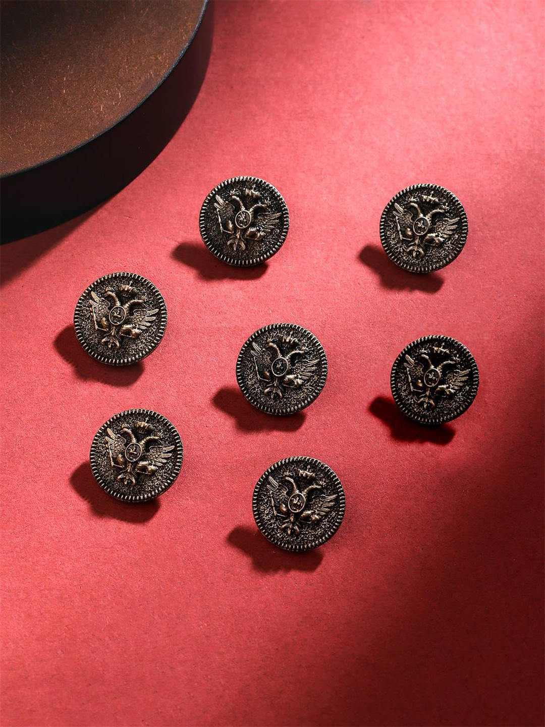 

COSA NOSTRAA Men Set of 7 Sacred Geometric Buttons, Metallic