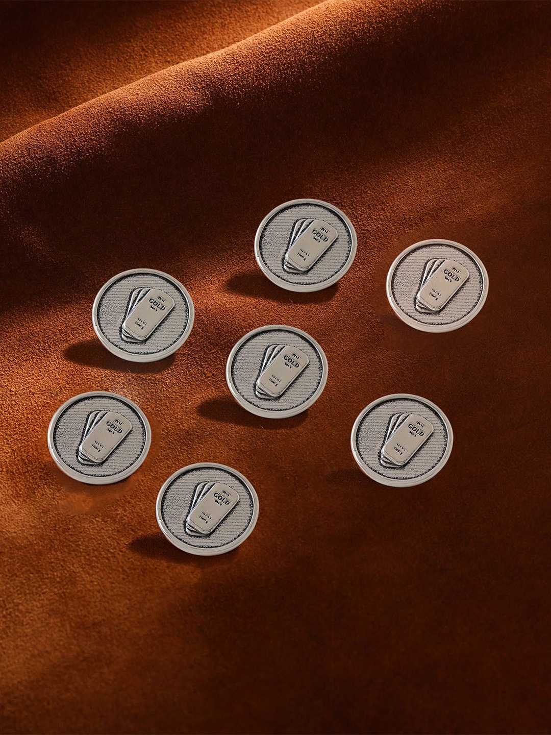 

COSA NOSTRAA Men Set of 7 Gold Biscuit Buttons, Metallic