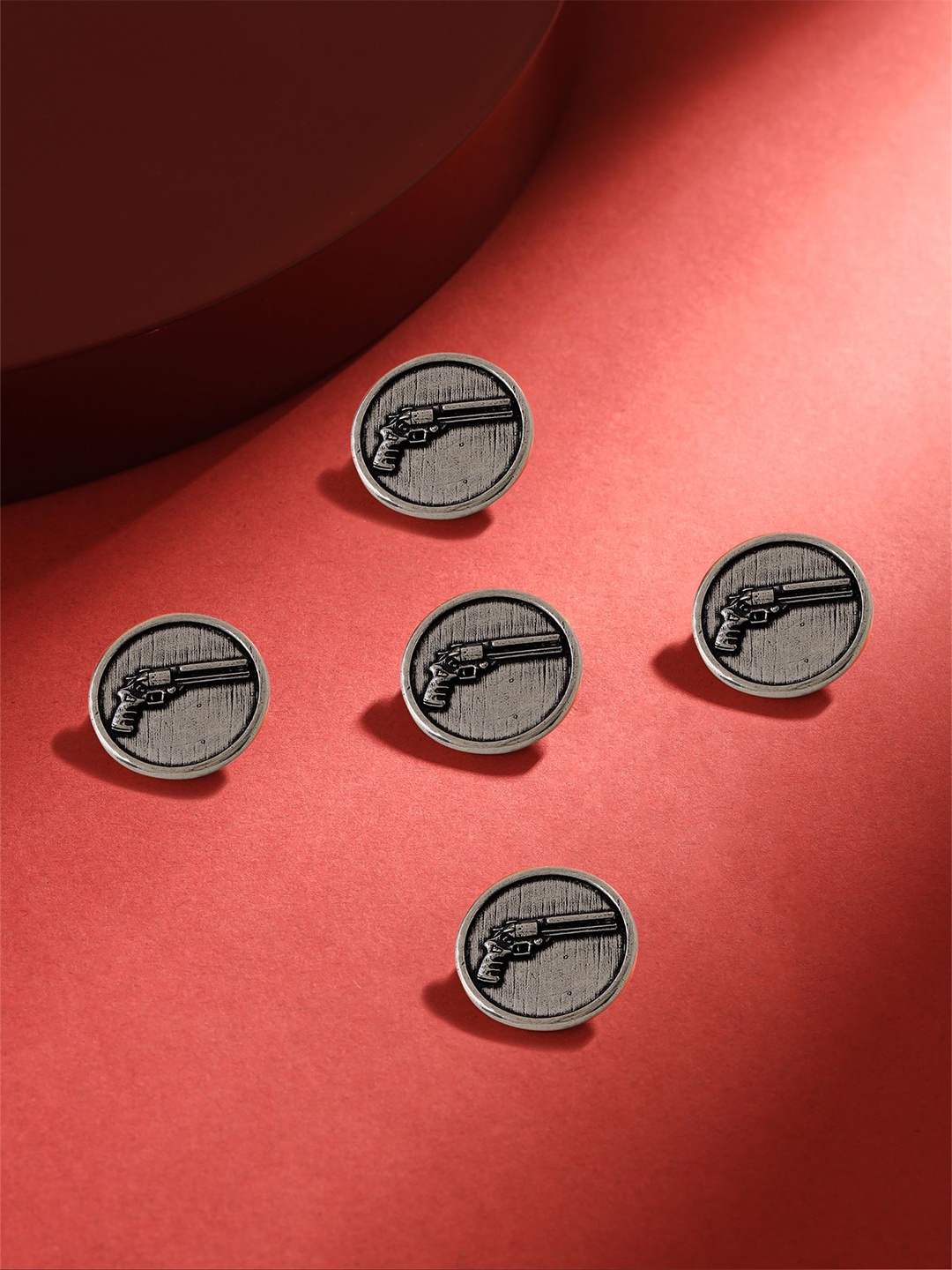 

COSA NOSTRAA Men Set of 5 Power Gun Buttons, Metallic