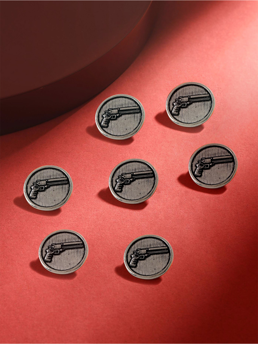 

COSA NOSTRAA Men Set of 7 Power Gun Buttons, Metallic