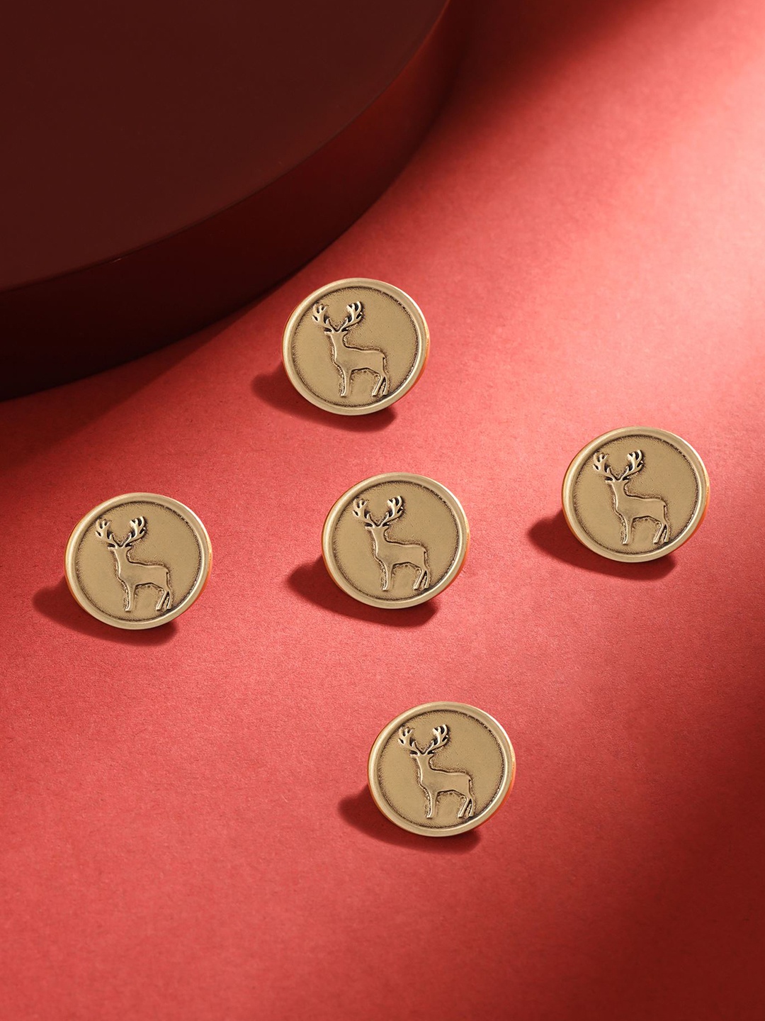 

COSA NOSTRAA Men Set Of 5 Daring Deer Buttons, Metallic