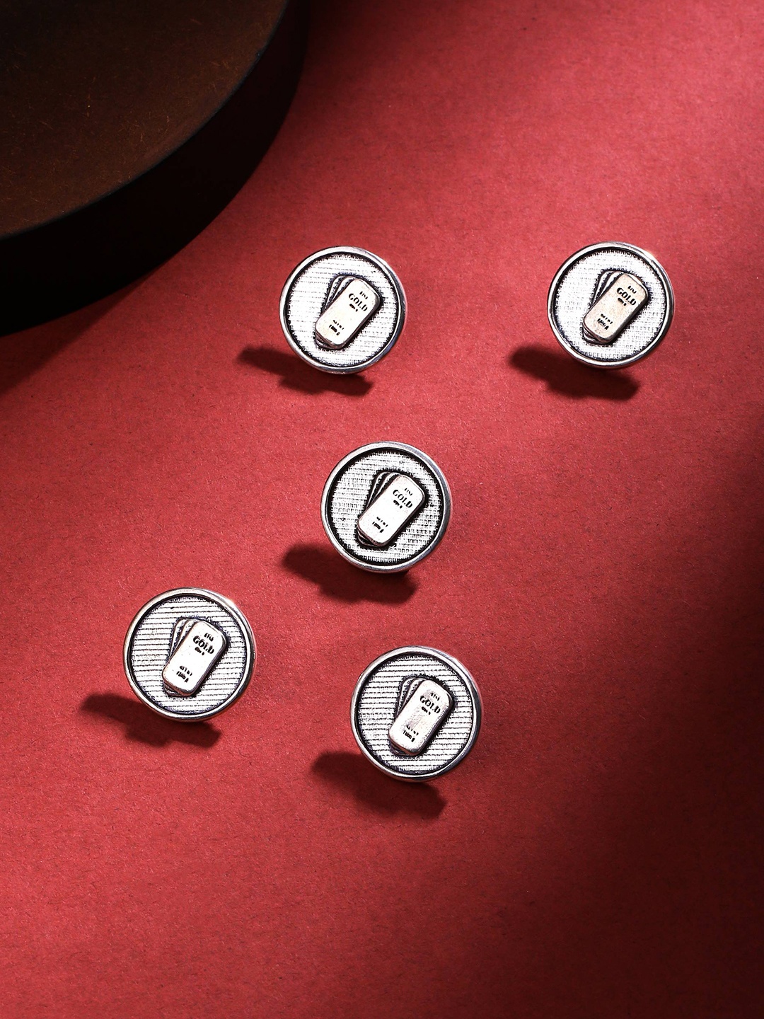 

COSA NOSTRAA Men Set of 5 Gold Biscuit Brooch Buttons, Metallic