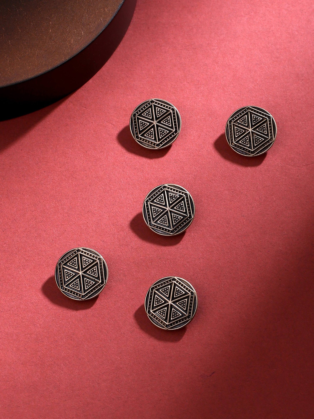

COSA NOSTRAA Men Set of 5 Double Hexagon Buttons, Metallic