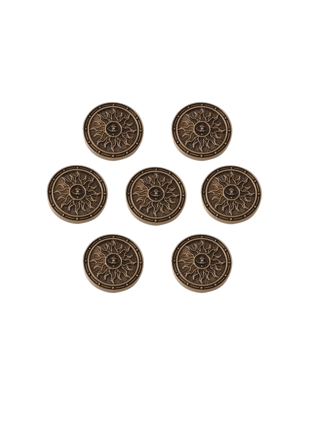 

COSA NOSTRAA Set of 7 Circular Daring Deer Textured Buttons, Gold