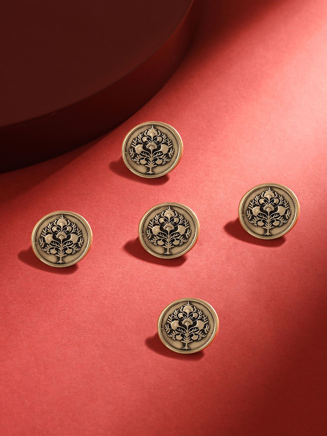 

COSA NOSTRAA Set of 5 Tree Motif Buttons, Gold
