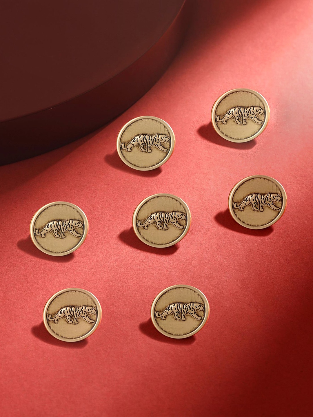

COSA NOSTRAA Men Set Of 7 Calm Chetaah Suit/Sherwani Buttons, Gold