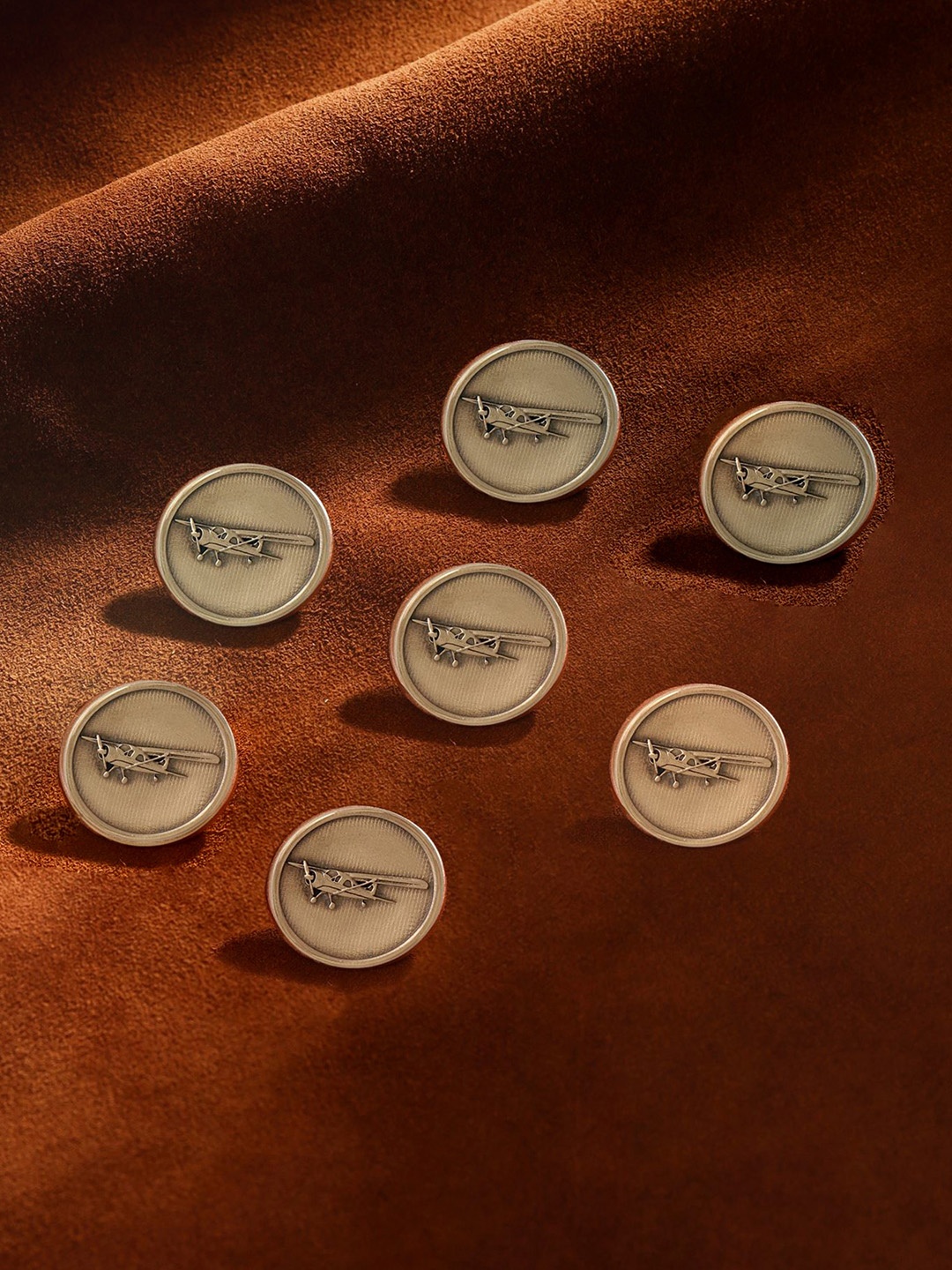 

COSA NOSTRAA Men Set of 7 Vintage Plane Buttons, Gold
