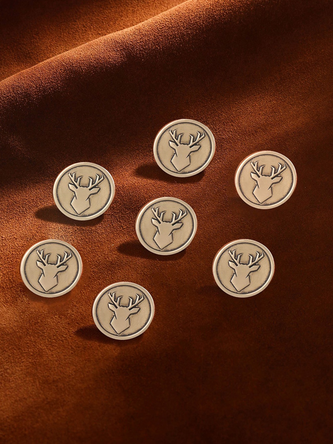 

COSA NOSTRAA Men Set of 7 Imperial Stag Buttons, Gold