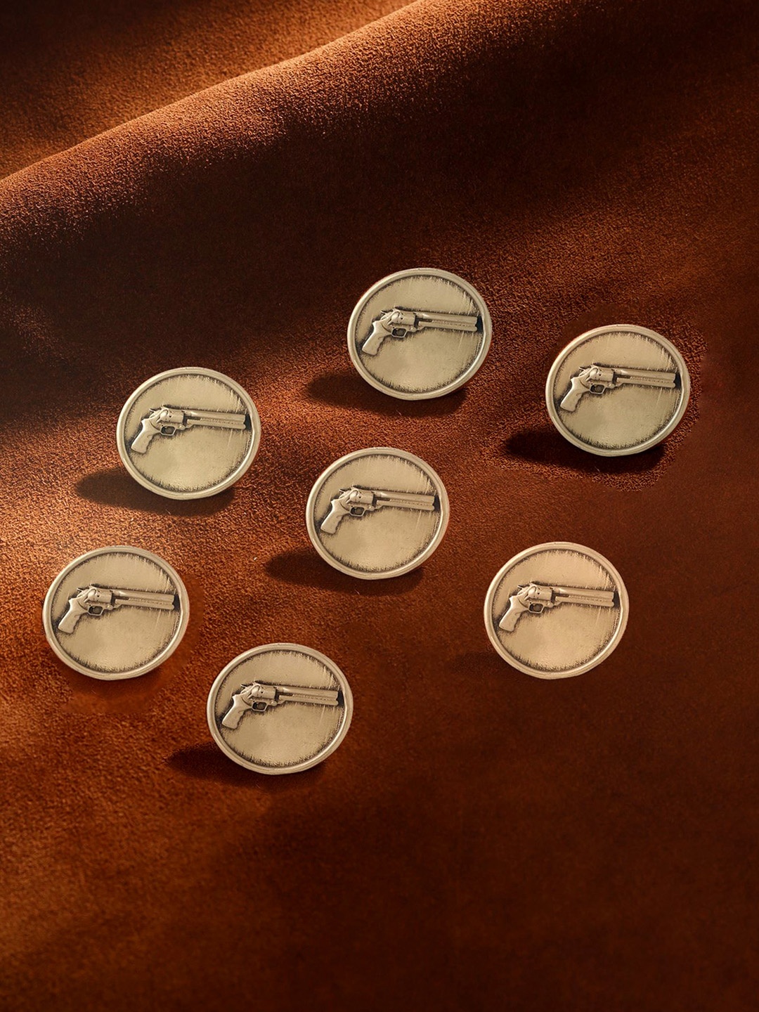 

COSA NOSTRAA Men Set of 7 Power Gun Buttons, Gold