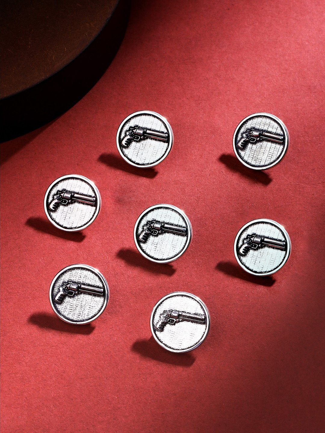 

COSA NOSTRAA Set Of 7 Power Gun Buttons, Silver