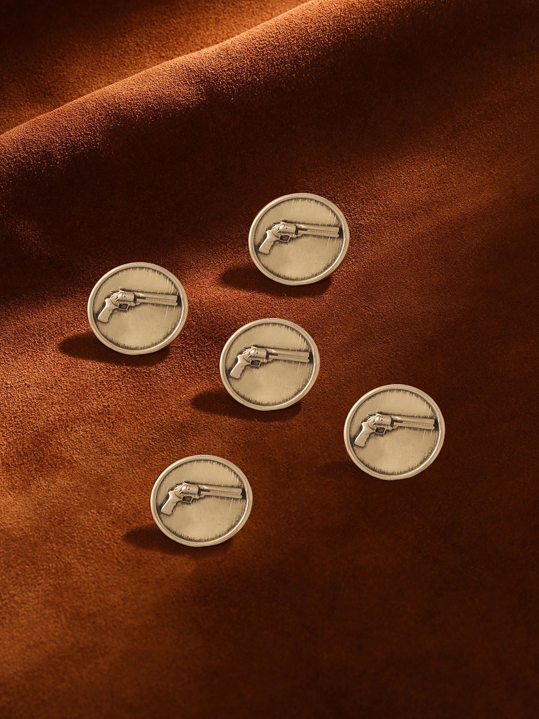 

COSA NOSTRAA Men Set Of 5 Power Gun Buttons, Gold