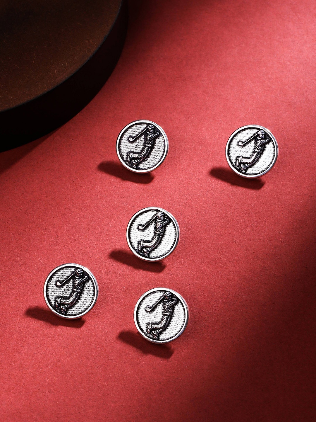 

COSA NOSTRAA Men Set Of 5 Golfer Buttons, Metallic