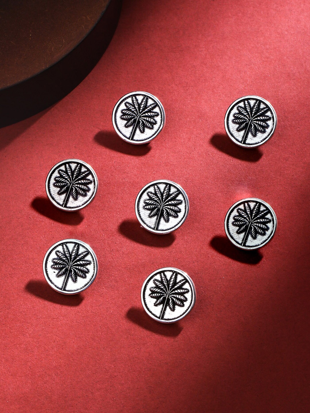 

COSA NOSTRAA Set Of 7 Floral Buttons, Silver
