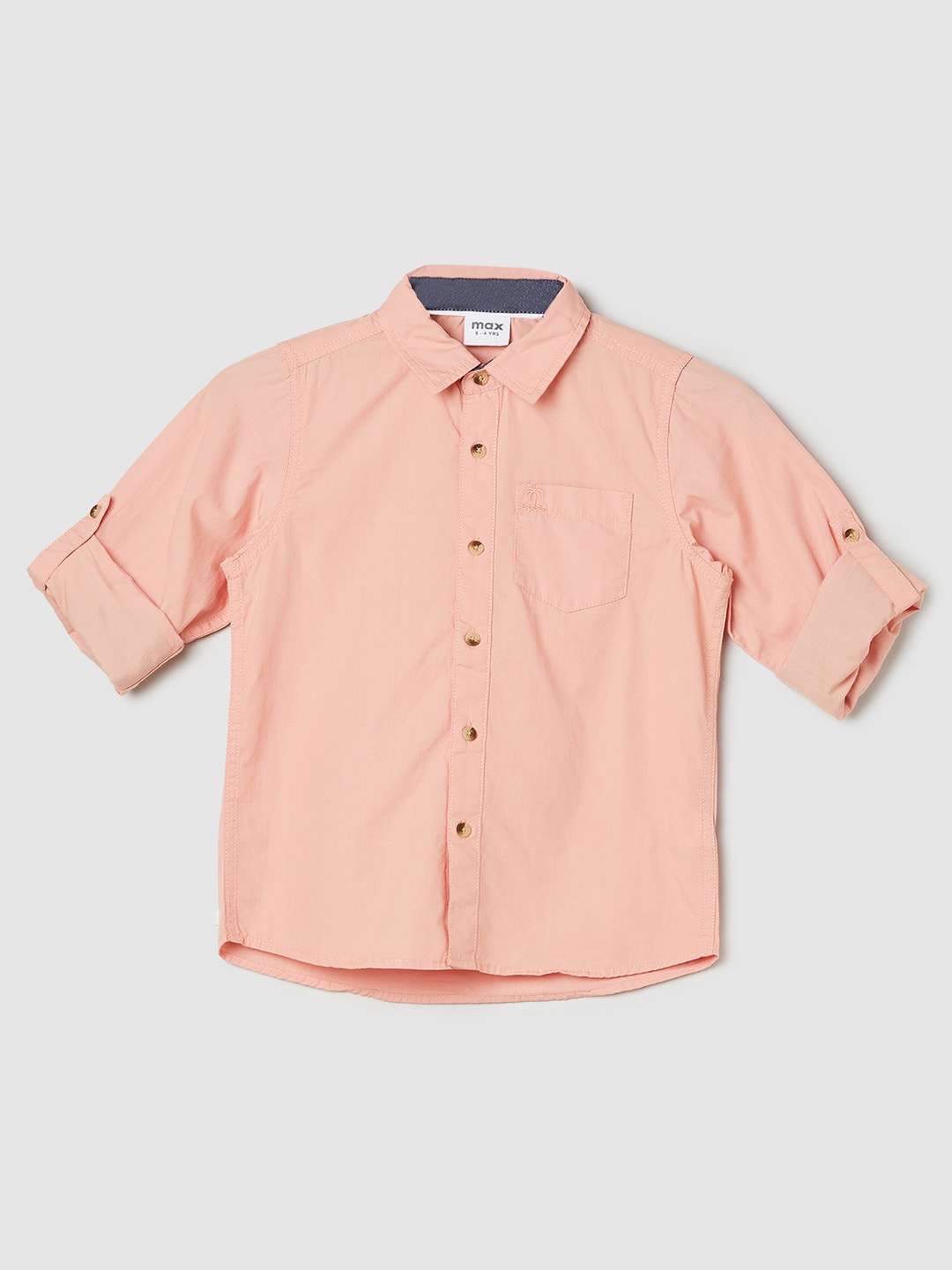

max Boys Spread Collar Casual Pure Cotton Shirt, Orange
