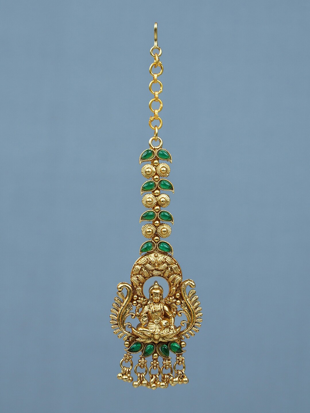 

Diksha collection Gold-Plated Maang Tikka, Green
