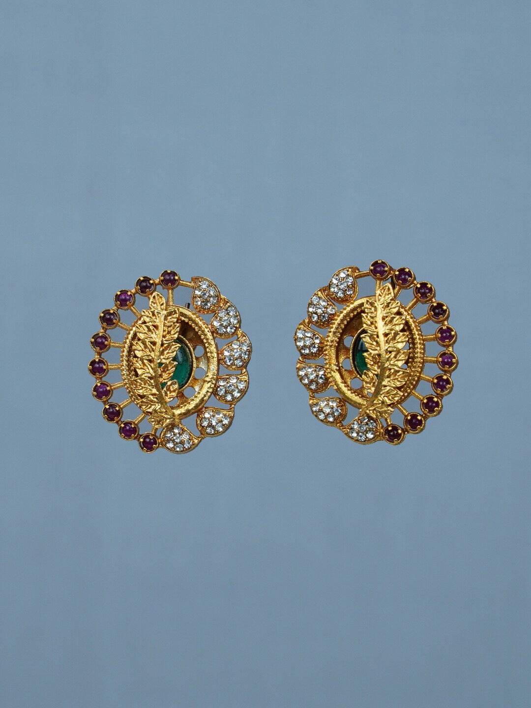 

Diksha Collection Gold-Plated Artificial Stone Studded Earrings