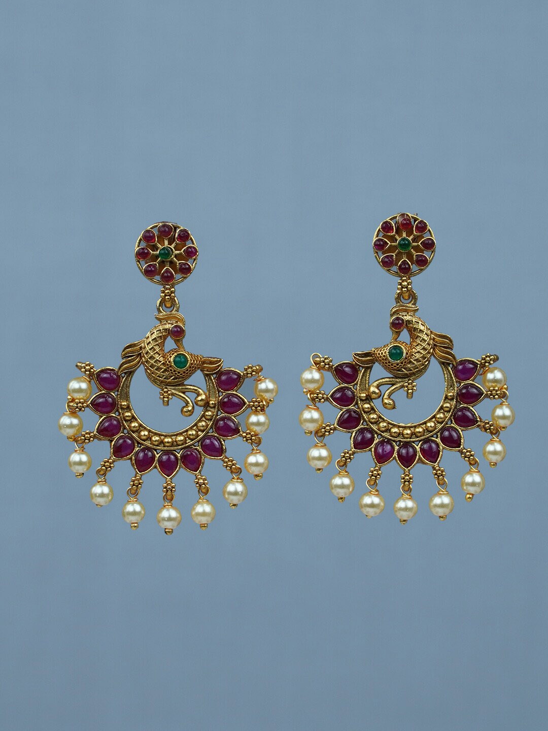 

Diksha collection Gold-Plated Circular Drop Earrings