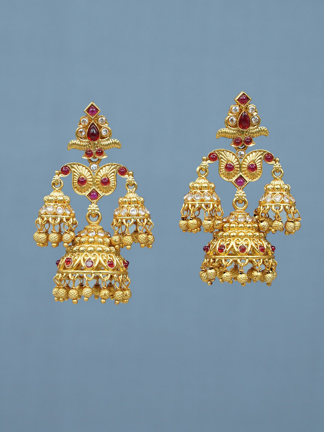 

Diksha collection Gold-Plated Dome Shaped Jhumkas Earrings