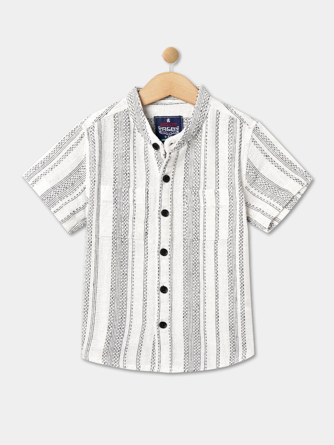 

R&B Boys Self Design Cotton Casual Shirt, White