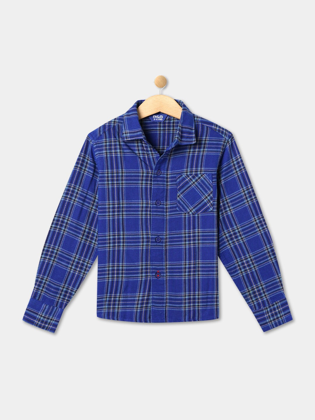

R&B Boys Checked Cotton Casual Shirt, Blue