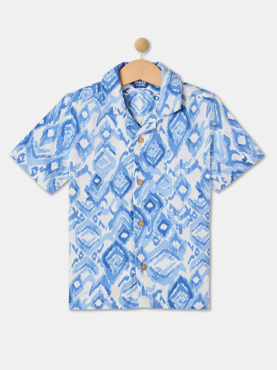

R&B Boys Printed Cotton Casual Shirt, Blue