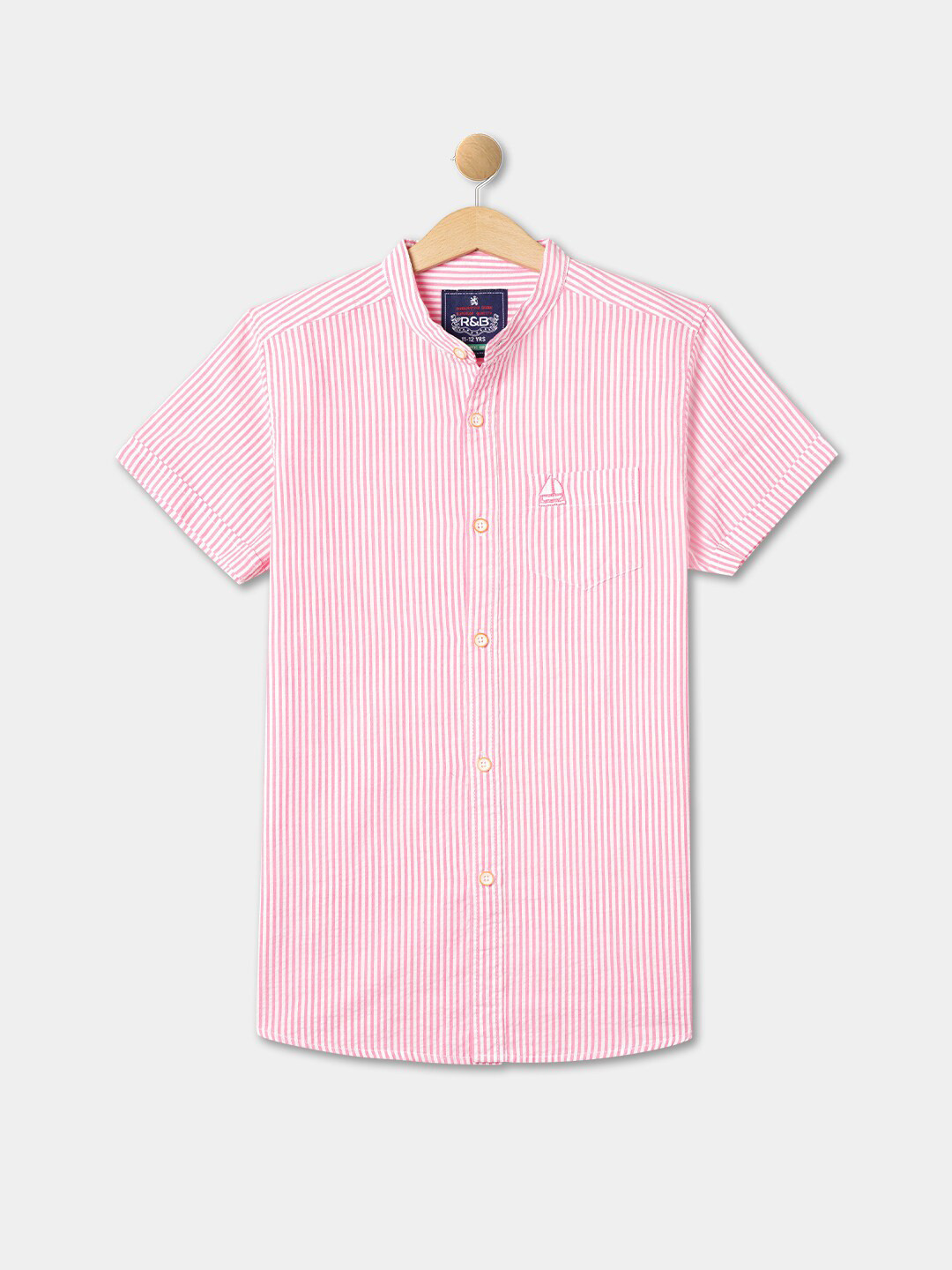 

R&B Boys Striped Cotton Casual Shirt, Pink