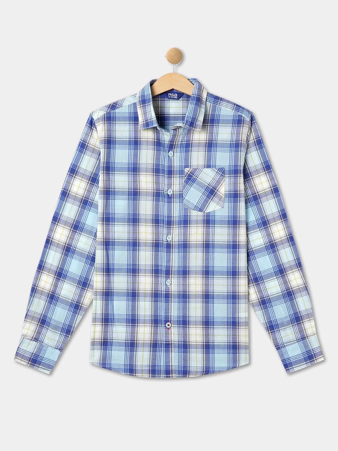 

R&B Boys Tartan Checks Cotton Casual Shirt, Blue
