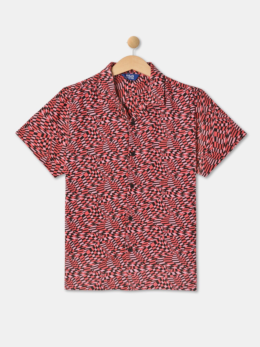

R&B Boys Abstract Printed Cotton Casual Shirt, Red
