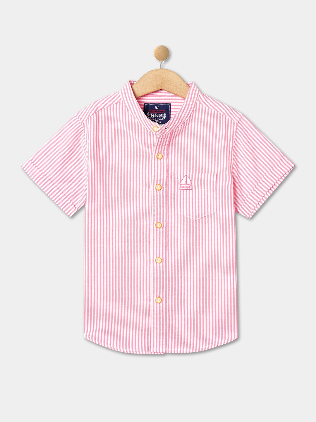 

R&B Boys Striped Cotton Casual Shirt, Pink