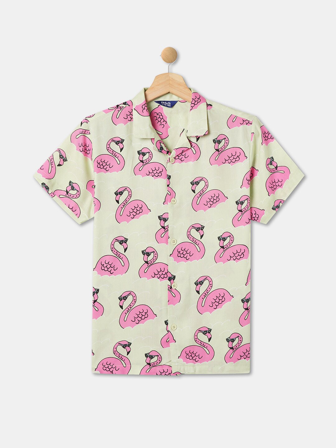 

R&B Boys Printed Cotton Casual Shirt, Green